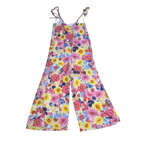 Sugarlips Floral Wide‑Leg Jumpsuit Bold Colorful Print Lightweight Summer Romper - Picture 5 of 7